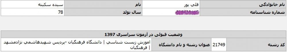 سیده سکینه قلی پور قبولی